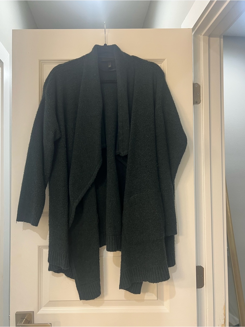 Lane Bryant Women’s 22/24 Dark Green Open-Front Waterfall Cardigan Sweater